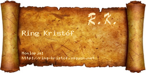 Ring Kristóf névjegykártya